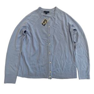 Karen Scott Light Blue Cardigan with Faux Pearl Buttons, Size M